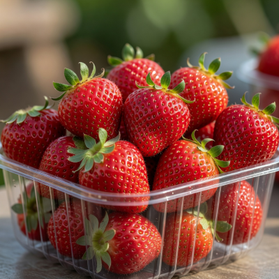 Fresh ripe strawberries in a punnet