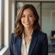 Portrait of Sarah Chen, a smiling woman with brown hair